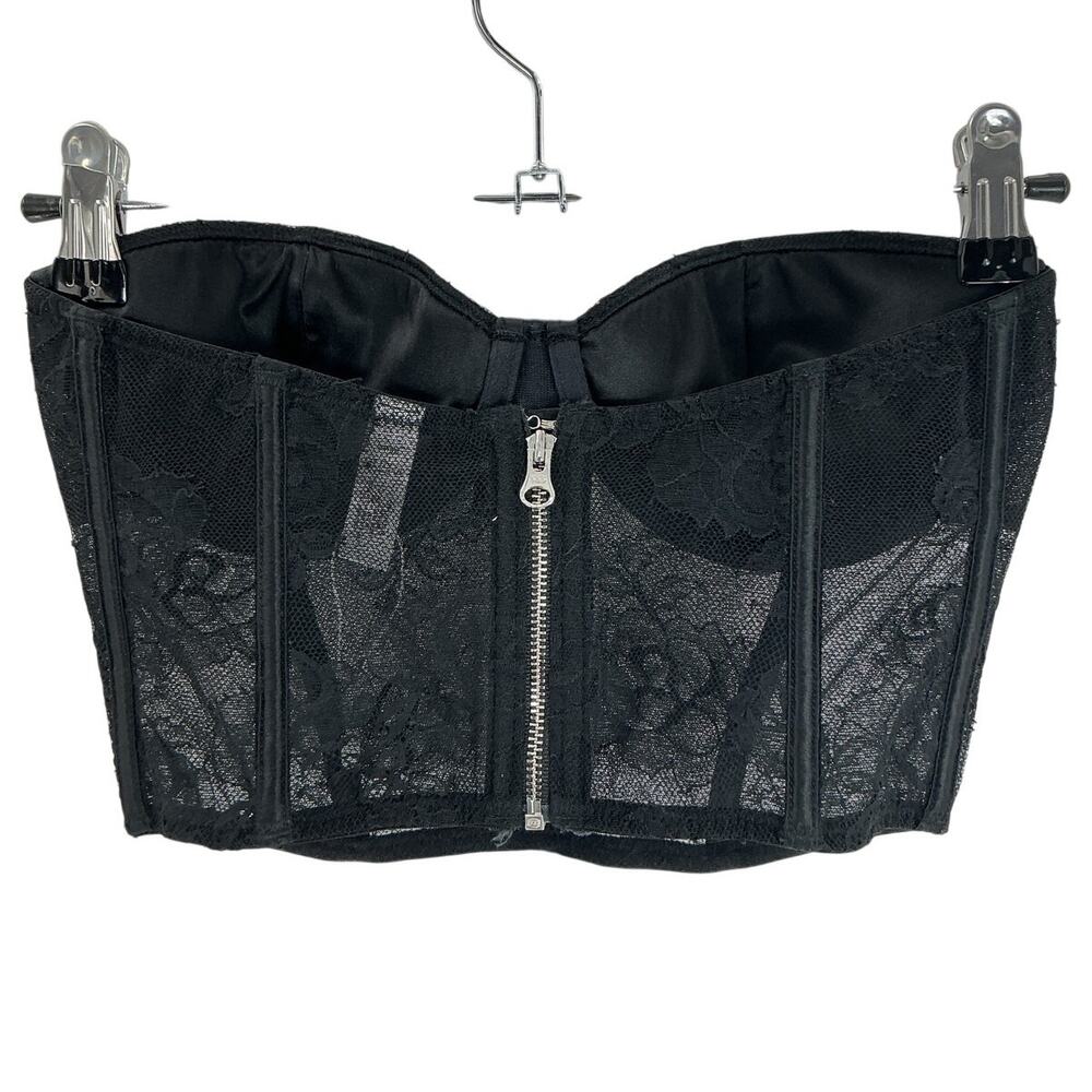 Fleur Du Mal Lace Black Bouquet Bustier Size 32 D - Picture 3 of 4
